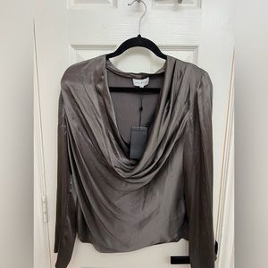 Halston draped neck blouse